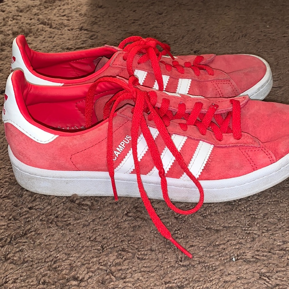 adidas red campus sneakers